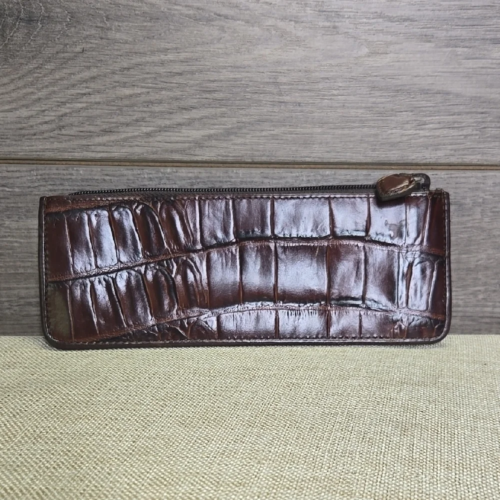 Brighton Brown Croc Embossed Leather Jewelry Case
